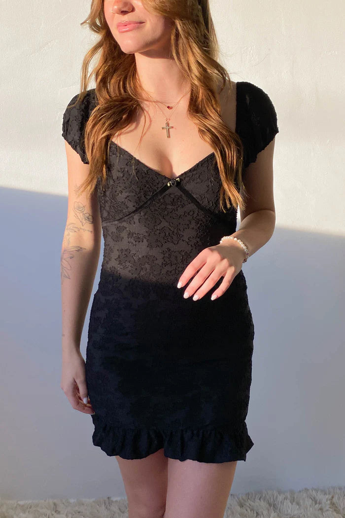 Textured Floral Mini Dress