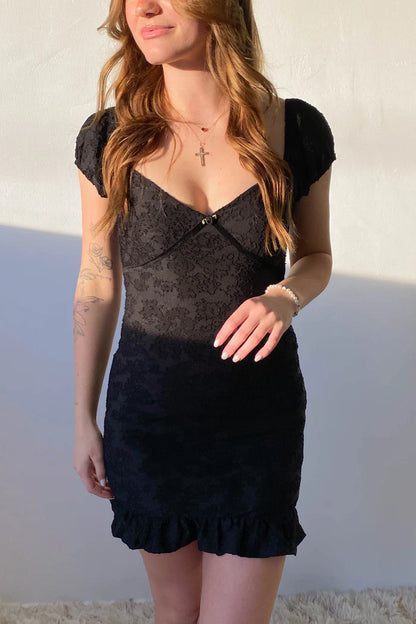 Textured Floral Mini Dress