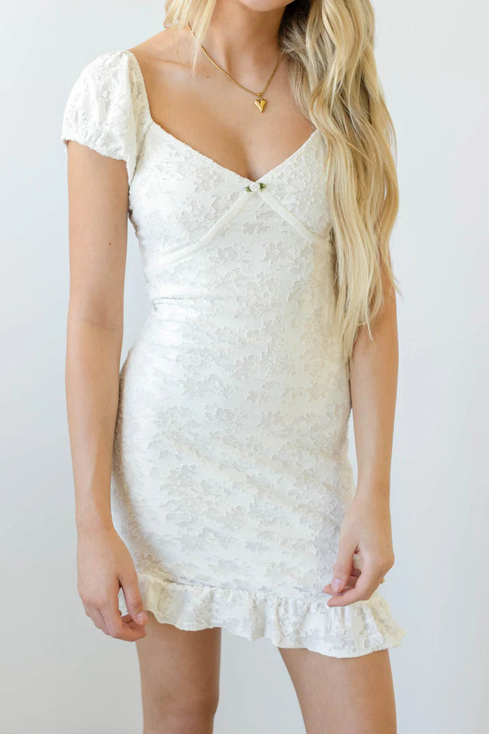 Textured Floral Mini Dress